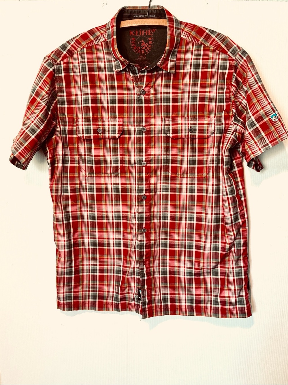 Kuhl Eluxur Men's Plaid Short-Sleeve Shirt (L)